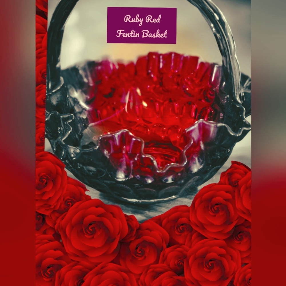 Ruby Red Fentin Glass Basket